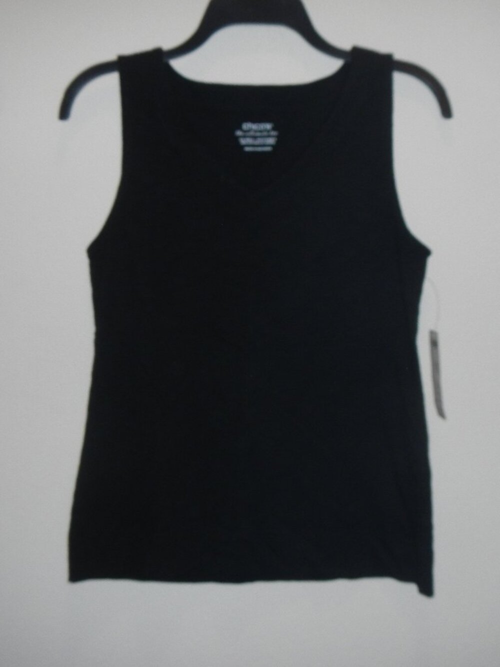Chico’s 0 The Ultimate Tee Sleeveless Black V Neck Tank Top Small Minimalist